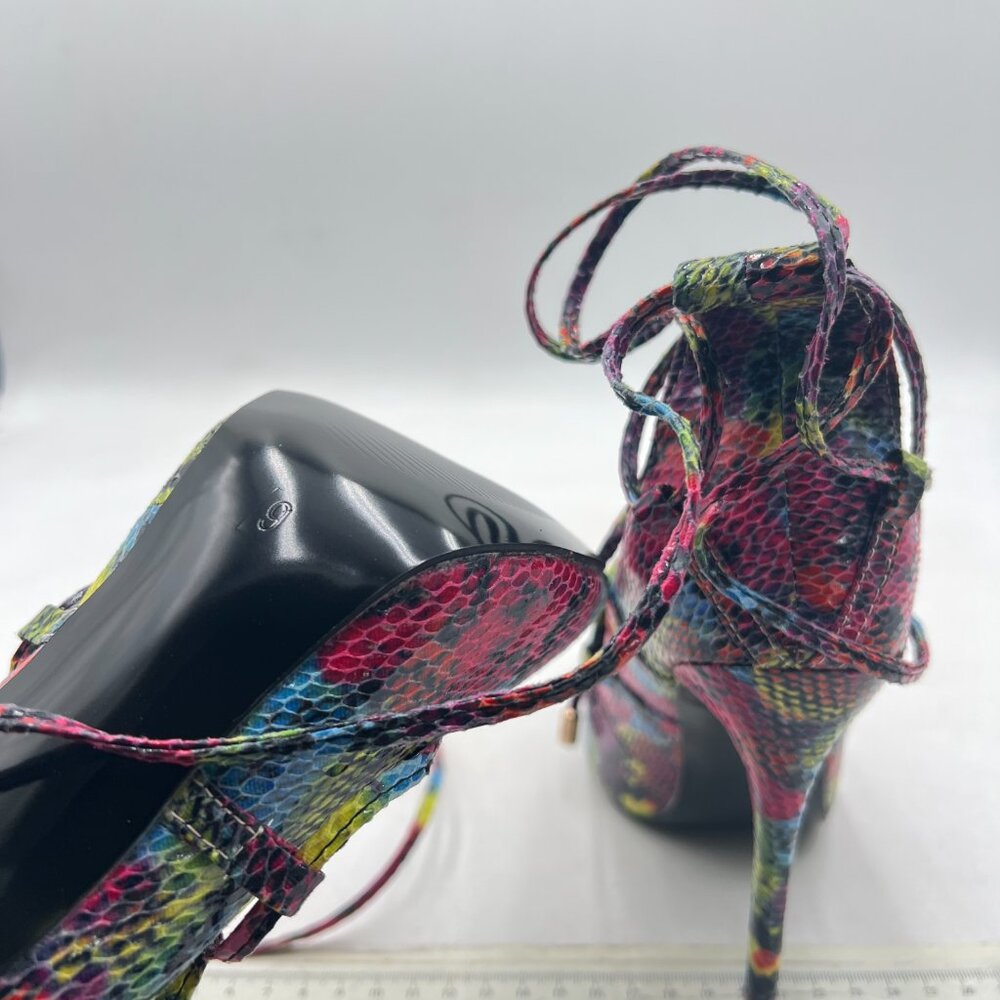 Fsj Multicolor Python Strappy Open-Toe Stiletto H… - image 6